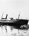 Photograph of the steamer PRINCE ALBERT on rocks near Prince Rupert, British Columbia, 1914