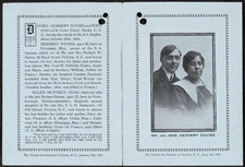 Memorial card, January 1919; 3 pages. Herbert and Ellen Davies were among the victims of the SOPHIA wreck