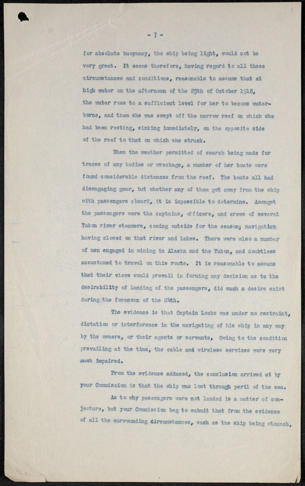 Report of wreck of PRINCESS SOPHIA