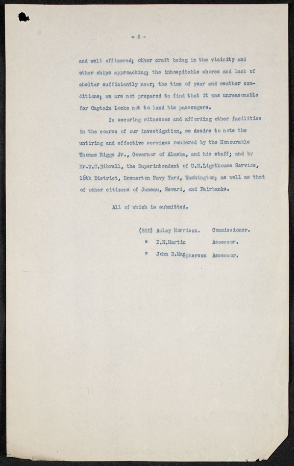 Report of wreck of PRINCESS SOPHIA