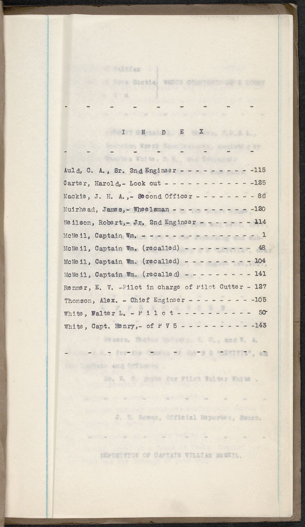 Wrecks, Casualties and Salvage - Formal Investigations - S.S. LETITIA