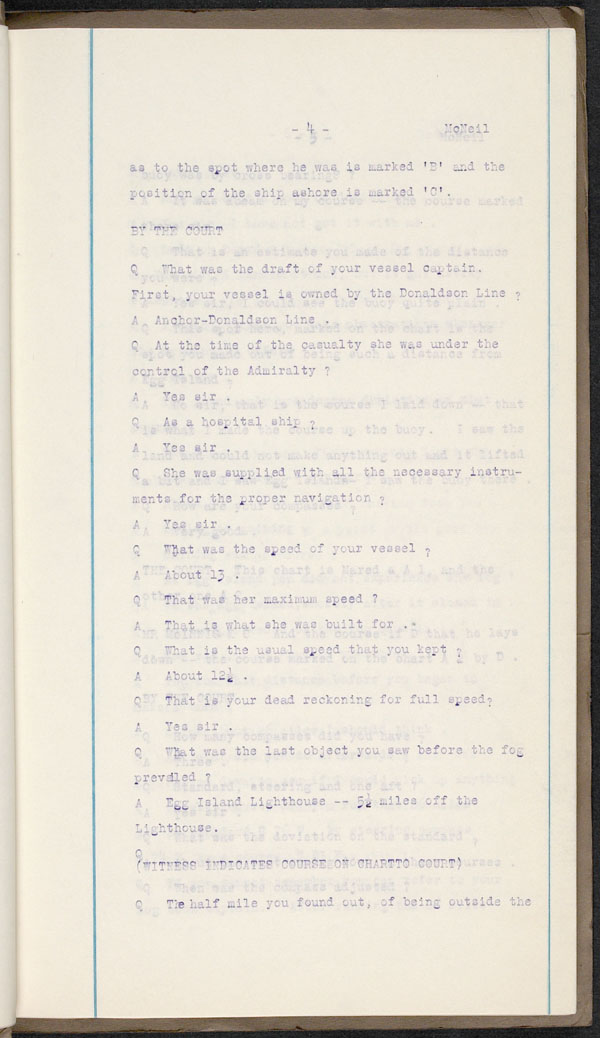 Wrecks, Casualties and Salvage - Formal Investigations - S.S. LETITIA