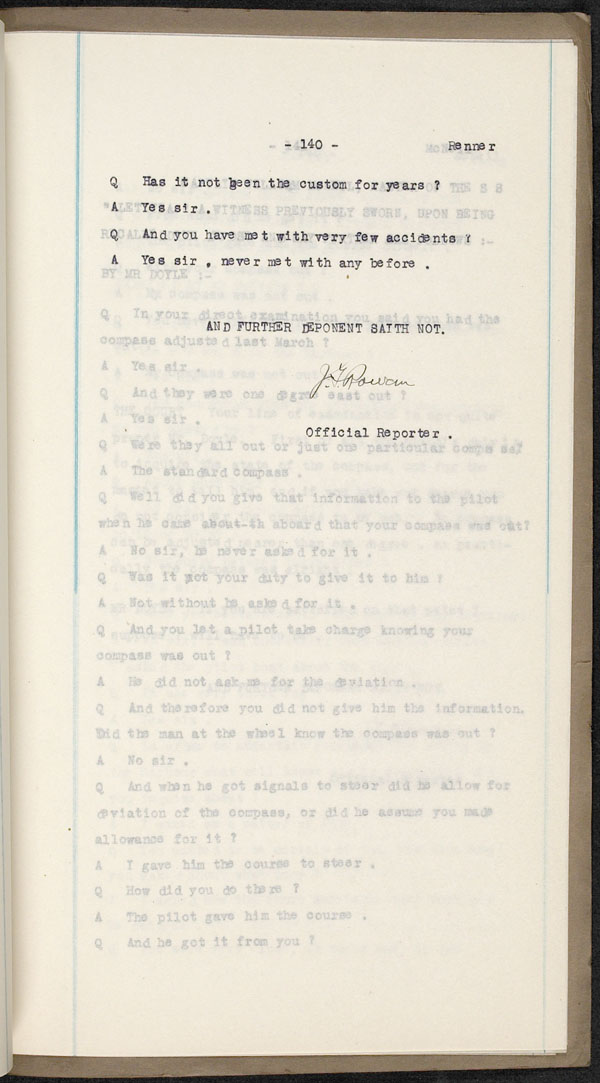 Wrecks, Casualties and Salvage - Formal Investigations - S.S. LETITIA