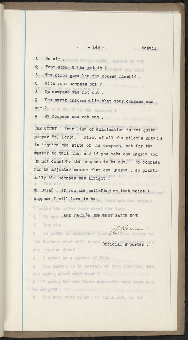 Wrecks, Casualties and Salvage - Formal Investigations - S.S. LETITIA