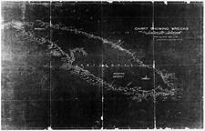 Chart entitled CHART SHOWING WRECKS ON ANTICOSTI ISLAND FROM THE YEAR 1820 TO 1911 PREPARED BY DEPARTMENT OF MARINE AND FISHERIES, QUEBEC AGENCY, 1911