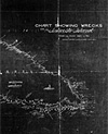 Chart entitled CHART SHOWING WRECKS ON ANTICOSTI ISLAND FROM THE YEAR 1820 TO 1911 PREPARED BY DEPARTMENT OF MARINE AND FISHERIES, QUEBEC AGENCY, 1911