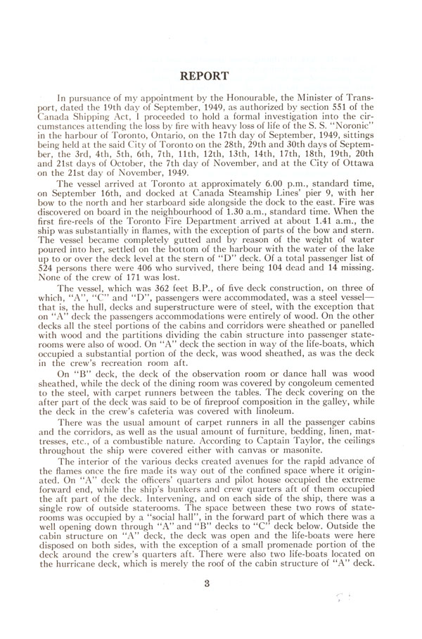 Report of Court of Investigation into the Circumstances Attending the Loss of the S.S. 