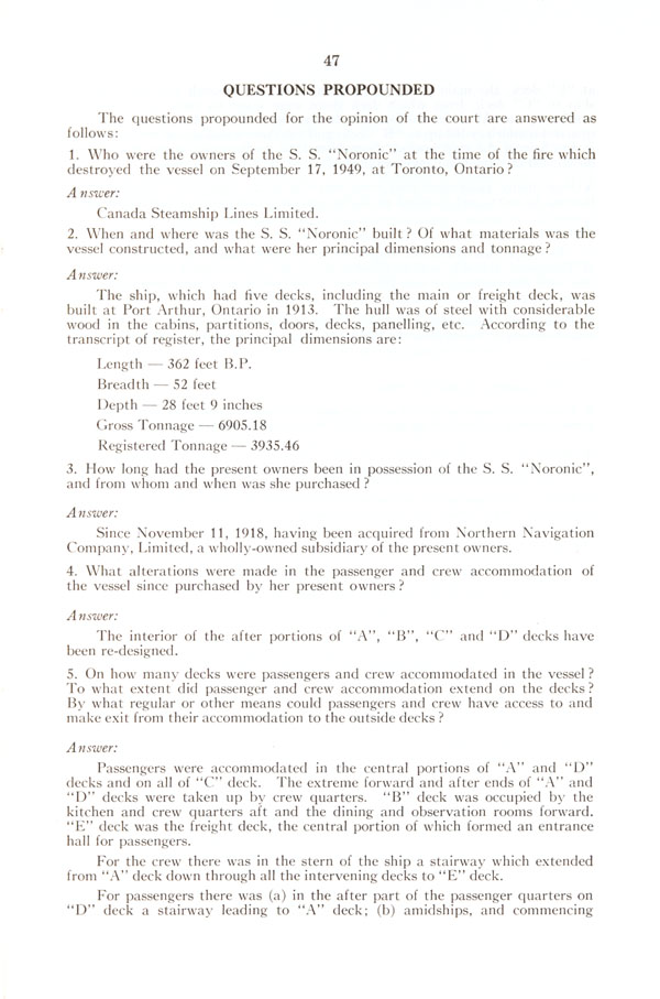 Report of Court of Investigation into the Circumstances Attending the Loss of the S.S. 
