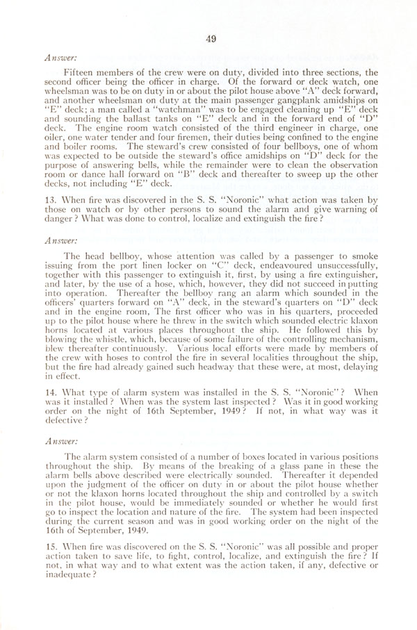 Report of Court of Investigation into the Circumstances Attending the Loss of the S.S. 