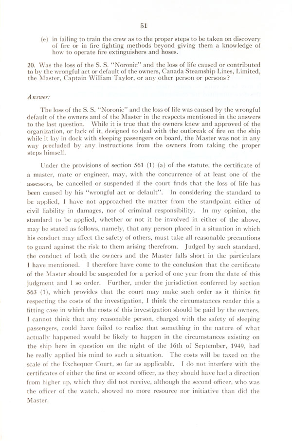 Report of Court of Investigation into the Circumstances Attending the Loss of the S.S. 