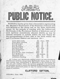Poster announcing the itinerary for the Treaty 8 Commission