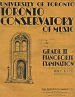 Cover of book, TORONTO CONSERVATORY OF MUSIC: GRADE II PIANOFORTE EXAMINATION