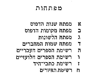 Hebrew Titles of Indexes