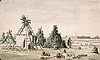 Huttes cries ou assiniboines devant le fort de Rocky Mountain House (Alberta), 1848